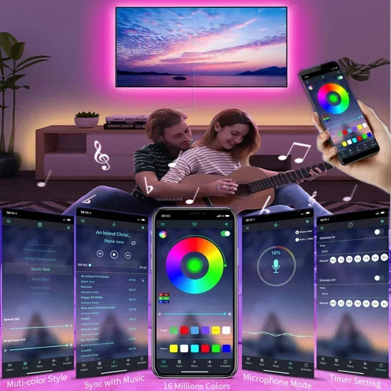 Taśma LED RGB (muzyka, Bluetooth, WiFi)